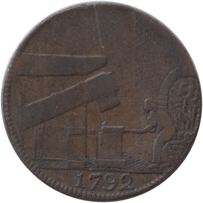 1792 HALFPENNY TOKEN WILKINSON IRONWORKS ANGLSEY LONDON LIVERPOOL