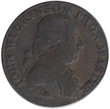 1793 HALFPENNY TOKEN WILKINSON IRONWORKS SHROPSHIRE