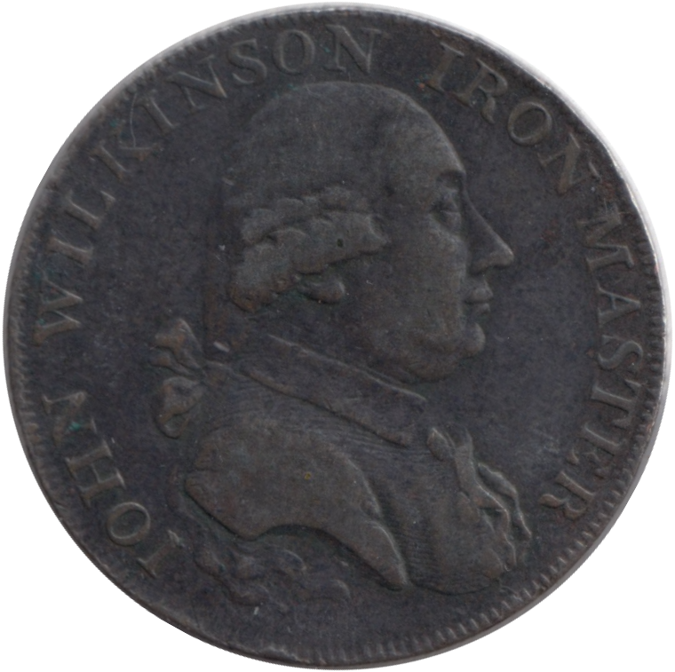 1790 HALFPENNY TOKEN WILKINSON IRONWORKS SHROPSHIRE