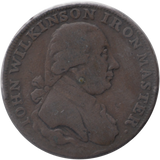 1788 HALFPENNY TOKEN WILKINSON IRONWORKS SHROPSHIRE