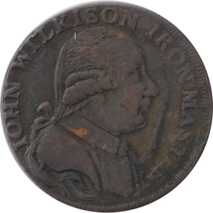 1787 HALFPENNY TOKEN WILKINSON IRONWORKS SHROPSHIRE