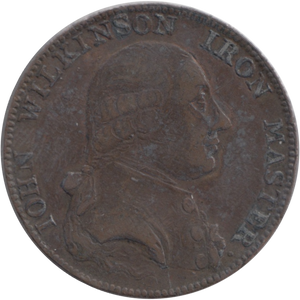 1787 HALFPENNY TOKEN WILKINSON IRONWORKS SHROPSHIRE