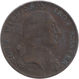 1787 HALFPENNY TOKEN WILKINSON IRONWORKS SHROPSHIRE