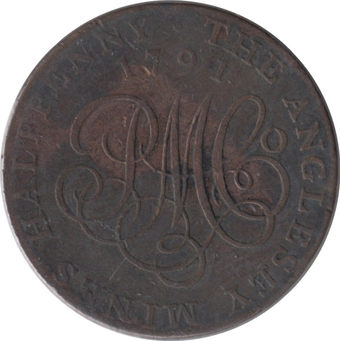 1791 HALFPENNY TOKEN ANGELSEY RNG CYPER DRUID