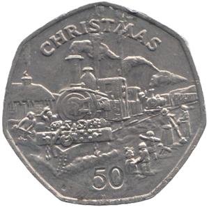 1984 CHRISTMAS 50P STEAM LOCOMOTIVE ISLE OF MAN