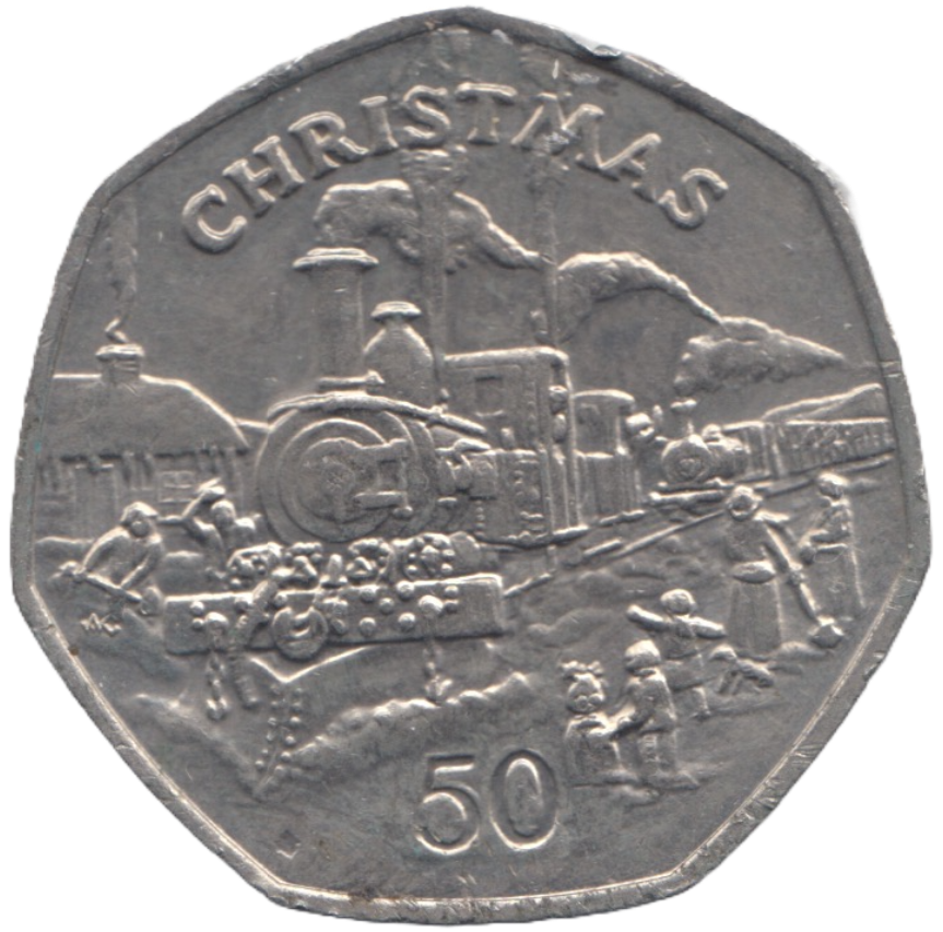 1984 CHRISTMAS 50P STEAM LOCOMOTIVE ISLE OF MAN