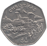 1984 CHRISTMAS 50P STEAM LOCOMOTIVE ISLE OF MAN