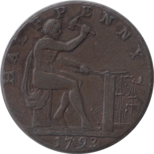 1793 HALFPENNY TOKEN WILKINSON IRONWORKS SHROPSHIRE