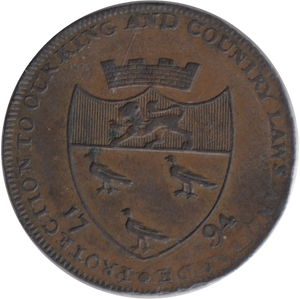 1794 HALFPENNY TOKEN CANTERBURY KENT