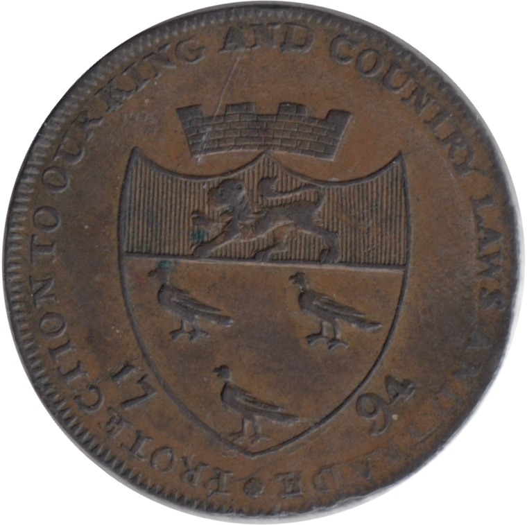 1794 HALFPENNY TOKEN CANTERBURY KENT