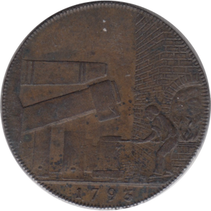 1793 HALFPENNY TOKEN WILKINSON IRONWORKS SHROPSHIRE