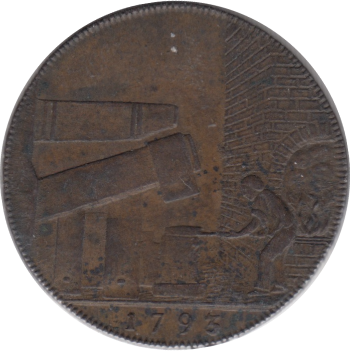 1793 HALFPENNY TOKEN WILKINSON IRONWORKS SHROPSHIRE