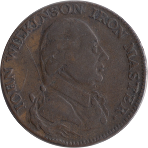 1792 HALFPENNY TOKEN WILKINSON IRONWORKS ANGLSEY LONDON LIVERPOOL