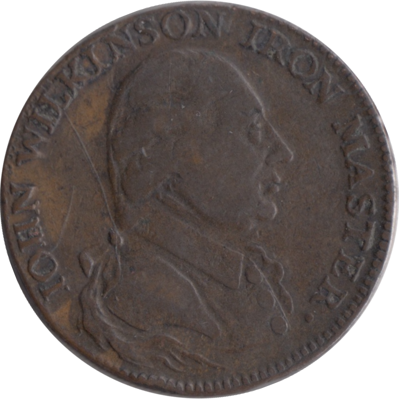 1792 HALFPENNY TOKEN WILKINSON IRONWORKS ANGLSEY LONDON LIVERPOOL