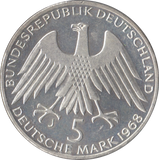 1968 FRIEDRICH WILHELM GERMANY SILVER 5 MARKS