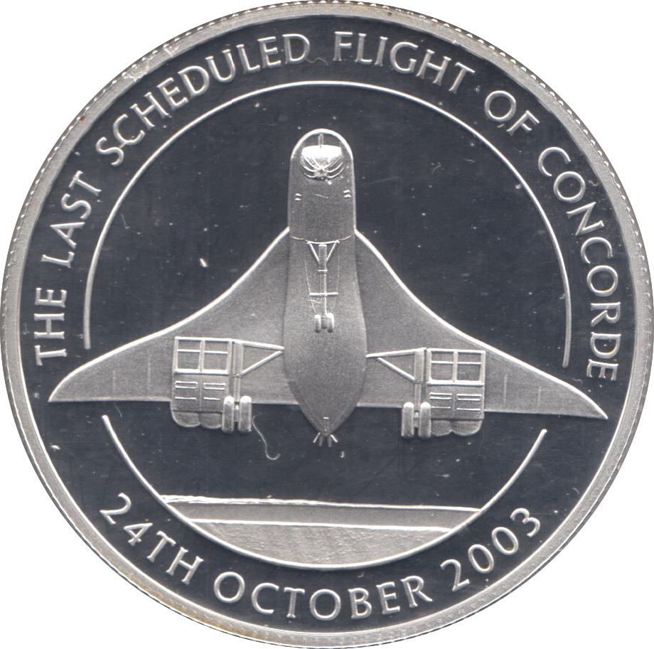 2003 SILVER PROOF CONCORDE LAST SCHEDULED PFLIGHT COMMEMORATIVE MEDAL