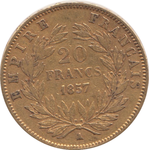 1857 GOLD 20 FRANCS FRANCE ( A )