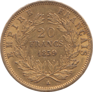 1859 GOLD 20 FRANCS FRANCE ( A )