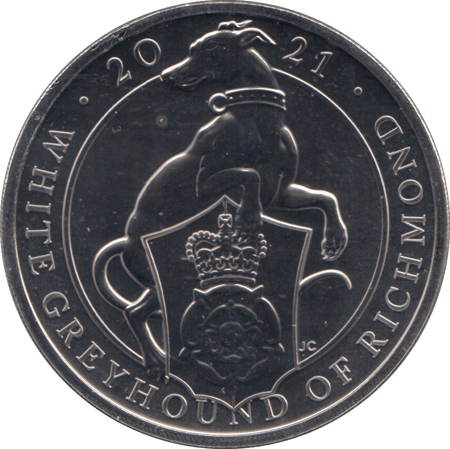 2021 BRILLIANT UNCIRCULATED £5 QUEENS BEASTS WHITE GREYHOUND OF RICHMOND BU