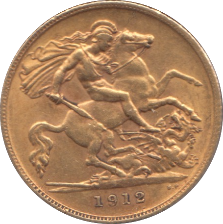 1912 GOLD HALF SOVEREIGN ( AUNC )