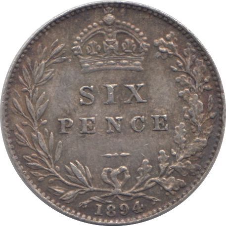 1894 SIXPENCE ( GVF )