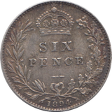 1894 SIXPENCE ( GVF )