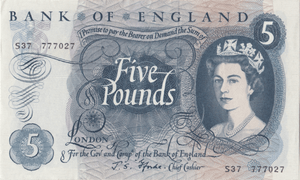 FIVE POUNDS BANKNOTE FFORDE REF £5 - 17 - £5 BANKNOTES - Cambridgeshire Coins