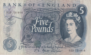 FIVE POUNDS BANKNOTE FFORDE REF £5 - 37 - £5 BANKNOTES - Cambridgeshire Coins