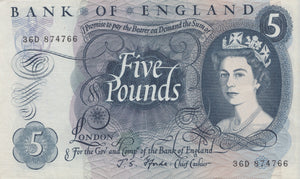FIVE POUNDS BANKNOTE FFORDE REF £5-7 - £5 BANKNOTES - Cambridgeshire Coins