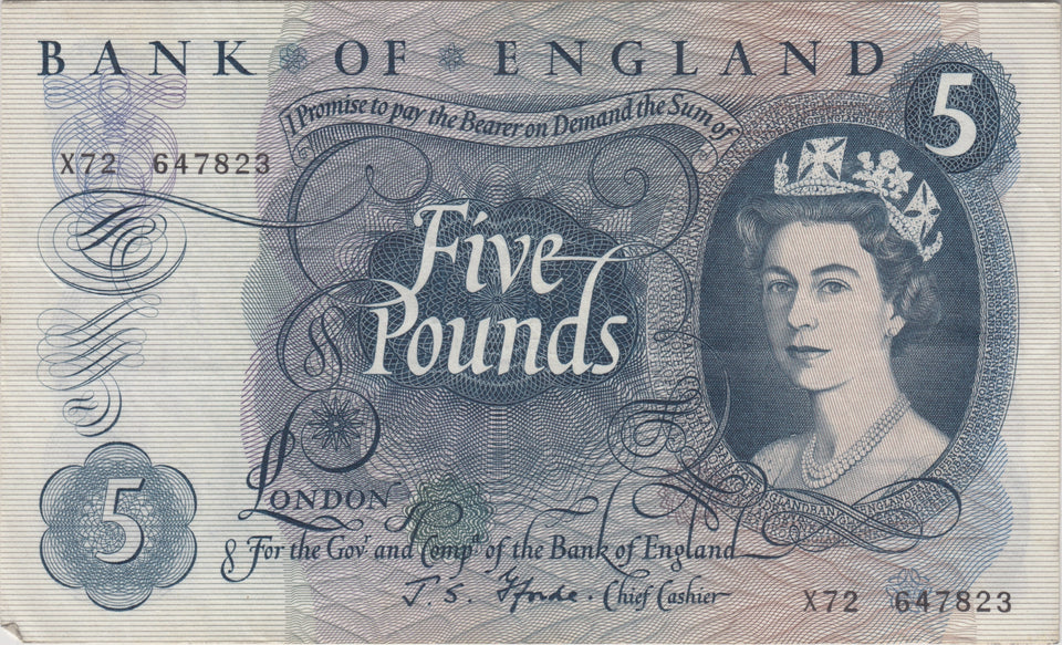 FIVE POUNDS BANKNOTE FFORDE REF £5 - 90 - £5 BANKNOTES - Cambridgeshire Coins