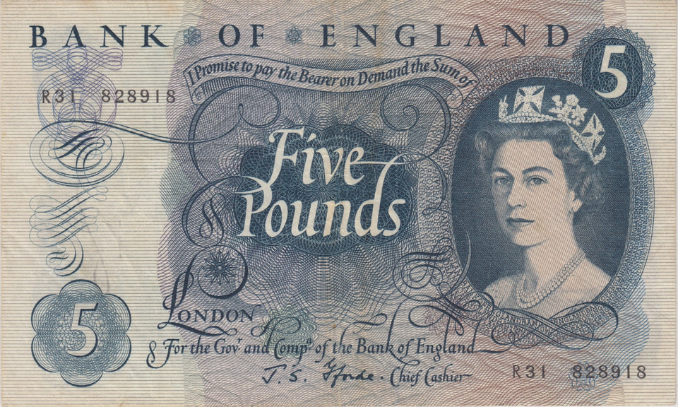 FIVE POUNDS BANKNOTE FFORDE REF £5 - 92 - £5 BANKNOTES - Cambridgeshire Coins