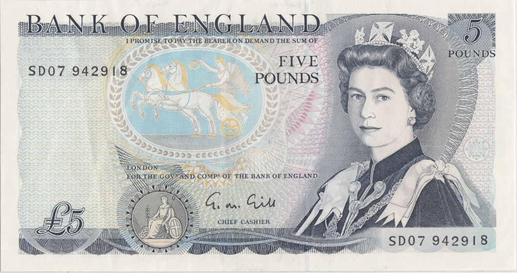 FIVE POUNDS BANKNOTE GILL REF £5 - 81 - £5 BANKNOTES - Cambridgeshire Coins