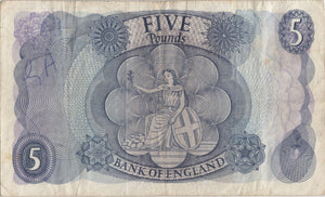 FIVE POUNDS BANKNOTE HOLLOM REF £5 - 46 - £5 BANKNOTES - Cambridgeshire Coins