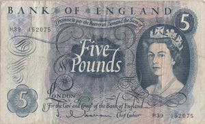 FIVE POUNDS BANKNOTE HOLLOM REF £5 - 46 - £5 BANKNOTES - Cambridgeshire Coins