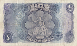 FIVE POUNDS BANKNOTE HOLLOM REF £5 - 49 - £5 BANKNOTES - Cambridgeshire Coins