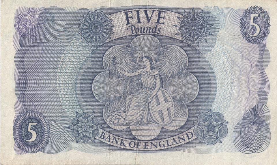 FIVE POUNDS BANKNOTE HOLLOM REF £5 - 50 - £5 BANKNOTES - Cambridgeshire Coins