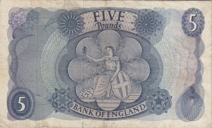 FIVE POUNDS BANKNOTE HOLLOM REF £5 - 93 - £5 BANKNOTES - Cambridgeshire Coins