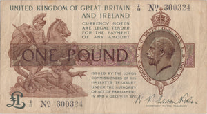 ONE POUND BANKNOTE FISHER REF £1 - 59 - £1 BANKNOTE - Cambridgeshire Coins