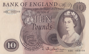 TEN POUNDS BANKNOTE HOLLOM REF £10 - 30 - £10 Banknotes - Cambridgeshire Coins