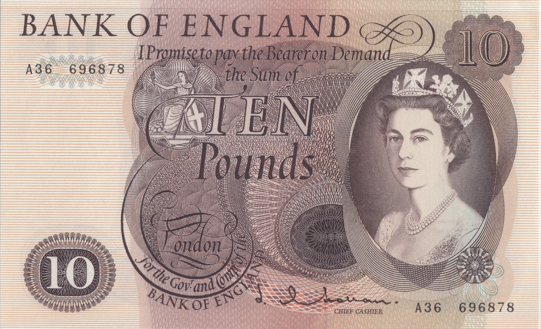 TEN POUNDS BANKNOTE HOLLOM REF £10 - 80 - £10 Banknotes - Cambridgeshire Coins