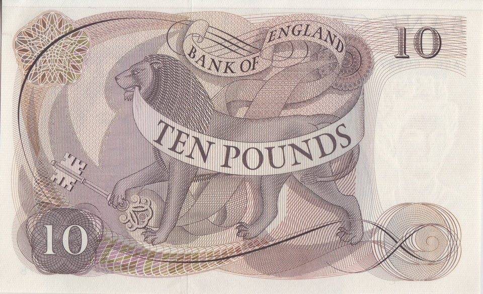 TEN POUNDS BANKNOTE HOLLOM REF £10 - 80 - £10 Banknotes - Cambridgeshire Coins