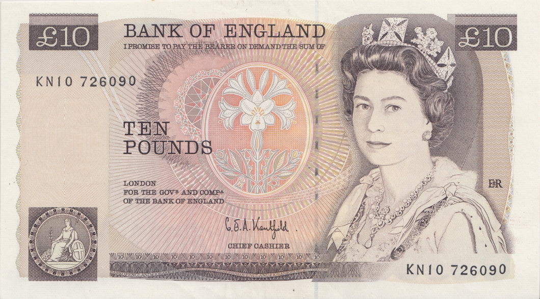 TEN POUNDS BANKNOTE KENTFIELD REF £10 - 3 - £10 Banknotes - Cambridgeshire Coins