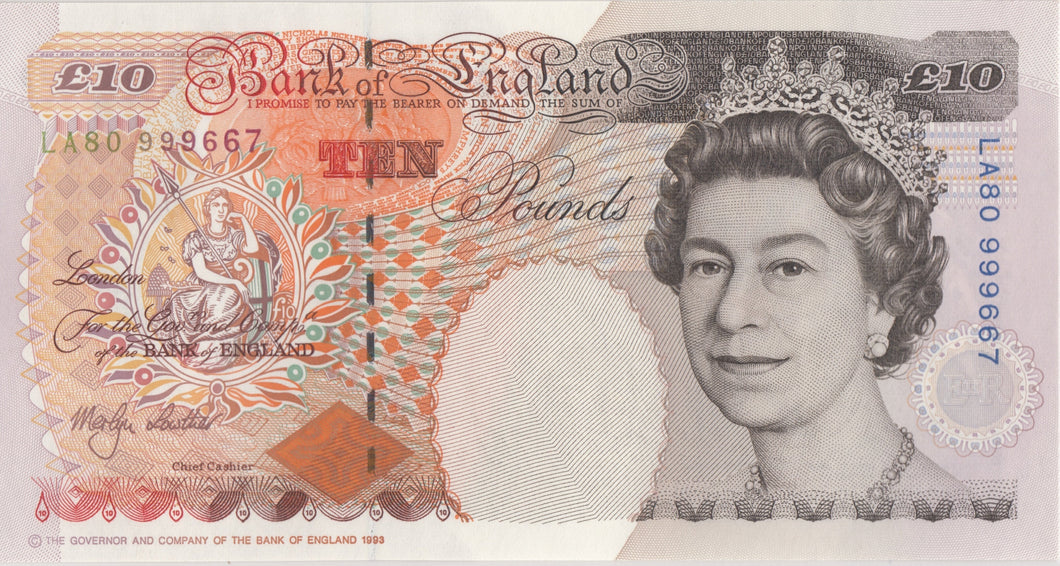 TEN POUNDS BANKNOTE LOWTHER REF £10 - 53 - £10 Banknotes - Cambridgeshire Coins