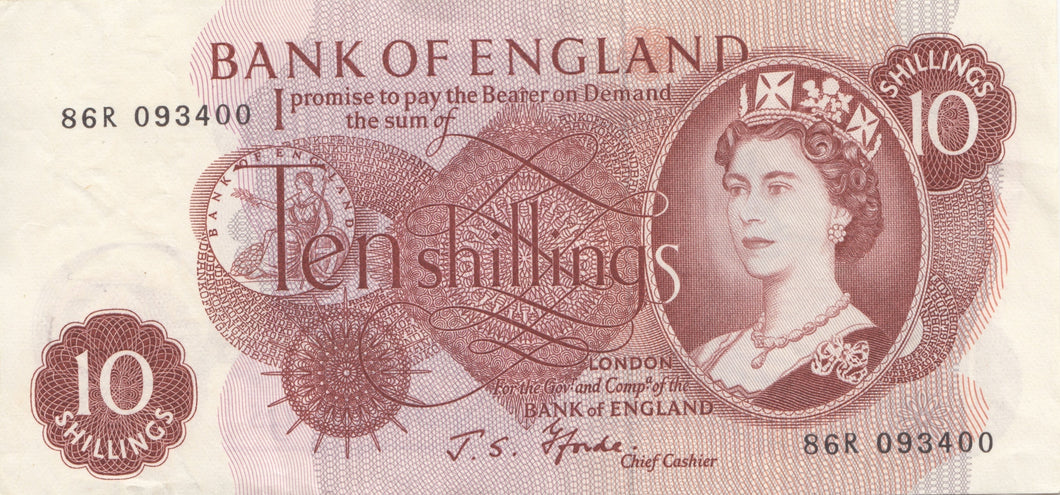 TEN SHILLINGS BANKNOTE FFORDE UNC - 10 SHILLINGS BANKNOTES - Cambridgeshire Coins