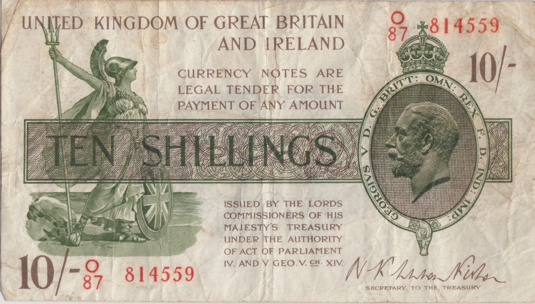 TEN SHILLINGS BANKNOTE FISHER REF SHILL - 4 - 10 SHILLINGS BANKNOTES - Cambridgeshire Coins