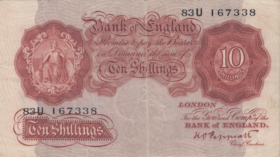 TEN SHILLINGS BANKNOTE PEPPIATT REF SHILL - 11 - 10 SHILLINGS BANKNOTES - Cambridgeshire Coins