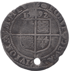 1592 SILVER SIXPENCE ELIZABETH 1ST FIFTH ISSUE - Hammered Coins - Cambridgeshire Coins