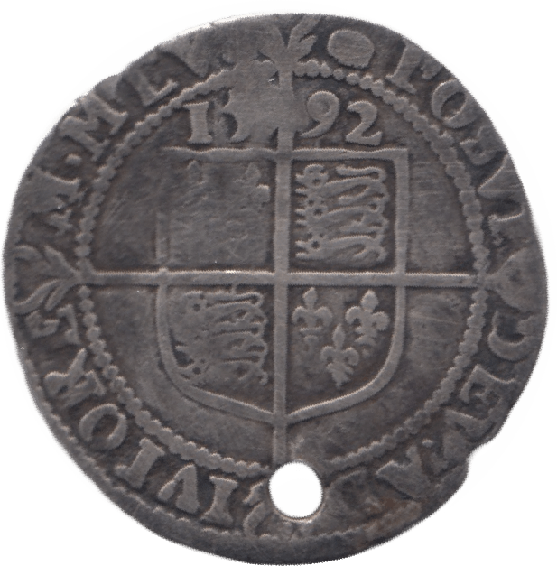 1592 SILVER SIXPENCE ELIZABETH 1ST FIFTH ISSUE - Hammered Coins - Cambridgeshire Coins