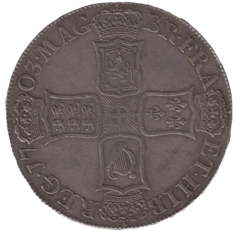 1703 CROWN QUEEN ANNE ( AUNC ) VIGO Halfcrown Cambridgeshire Coins -  www.stjosephshighgate.org.uk