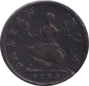 1733 FARTHING ( FINE ) - Farthing - Cambridgeshire Coins